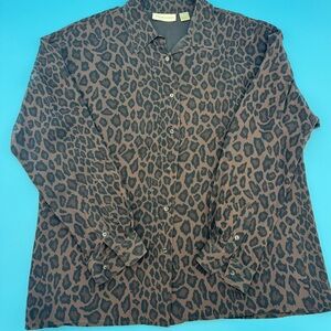 Dana Buchman Animal Print Silk Blouse - size 16
